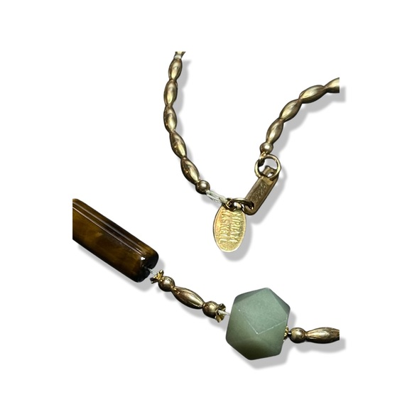 MIRIAM HASKELL rare 12kt Gold Filled Tigers Eye and Chalcedony Choker/Necklace - Picture 10 of 15